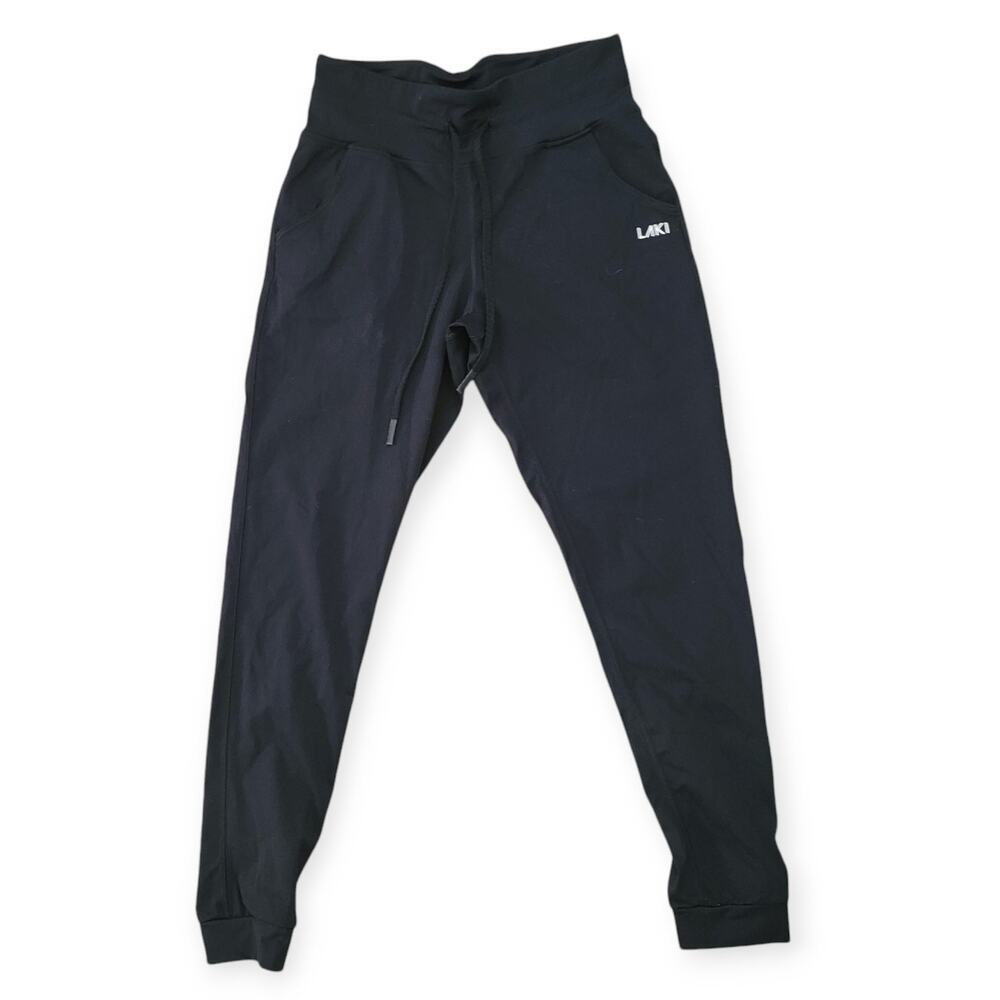 LAKI Active Black High Rise Stretchy Drawstring Jogger Leggings Women Sz M